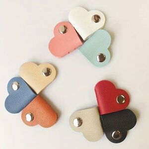 Heart-Shaped Leather Cable Organizers 3pk